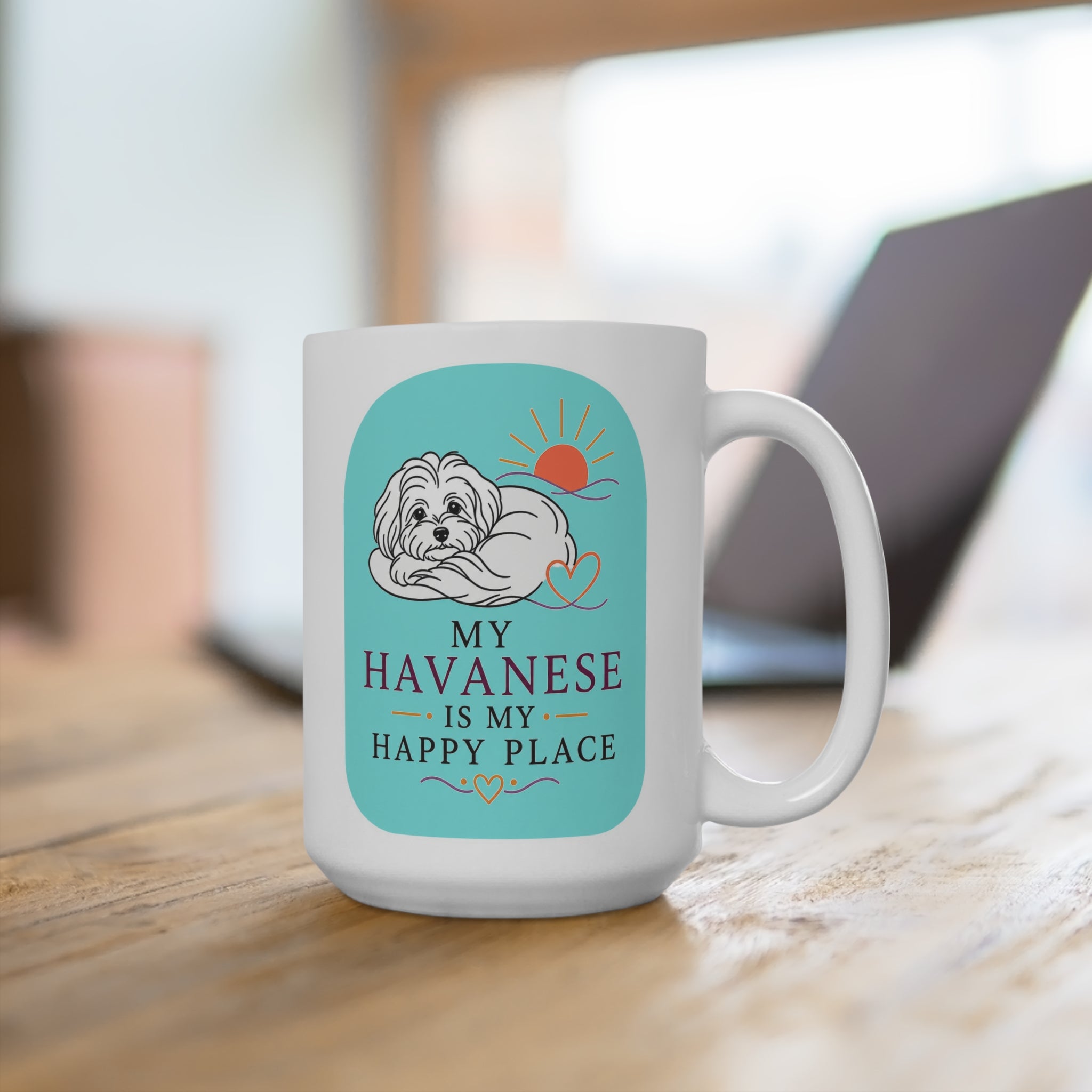 My Havanese Is My Happy Place Mug - Heartwarming Dog Lover Coffee Cup - Havanese Mom and Dad Gift