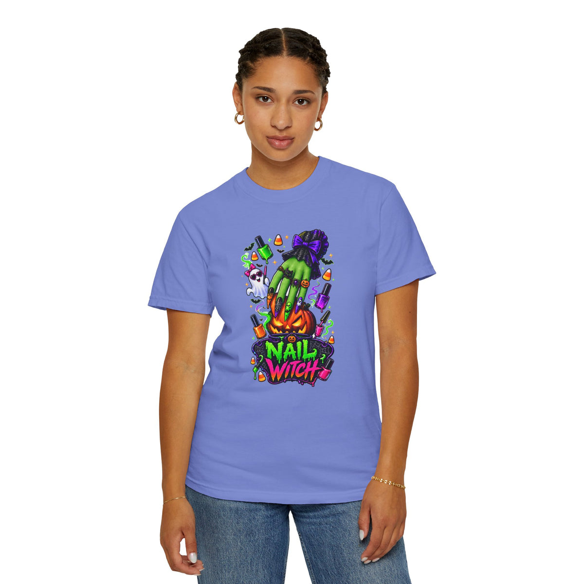 Nail Witch Halloween Tee – Adult Unisex Nail Tech & Beauty Salon Shirt