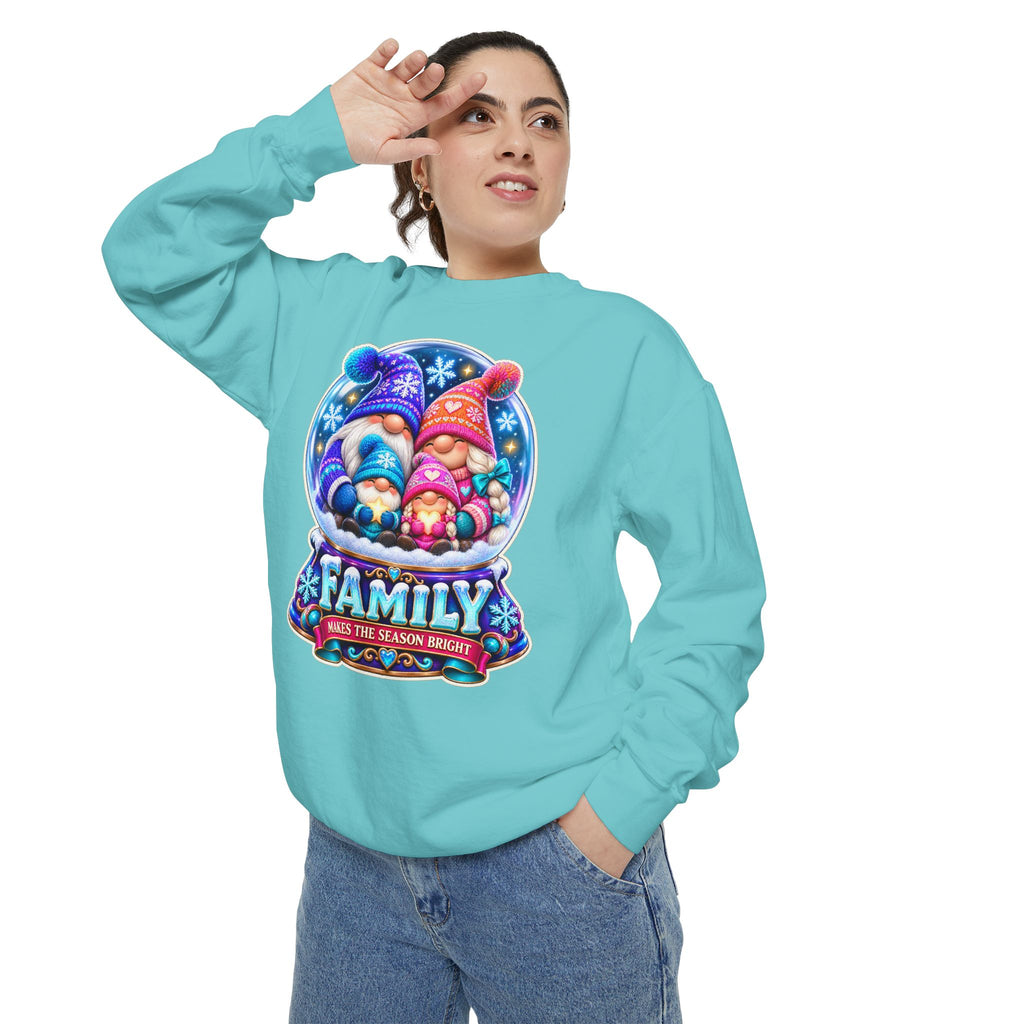 Family Gnome Christmas Sweatshirt "Family Makes the Season Bright"