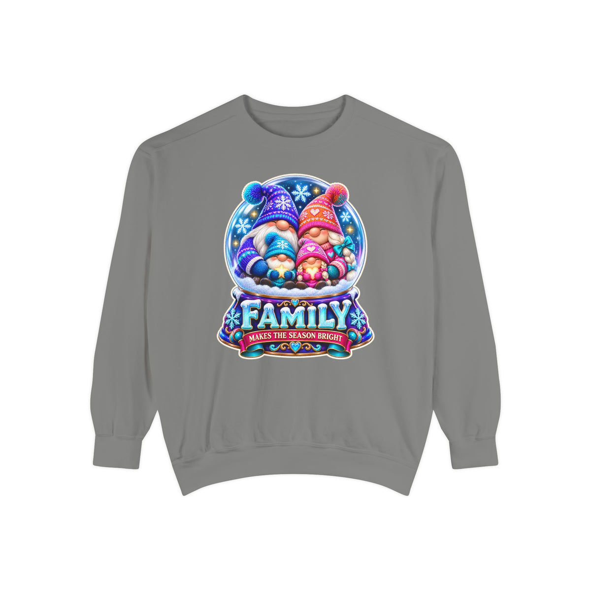 Family Gnome Christmas Sweatshirt "Family Makes the Season Bright"