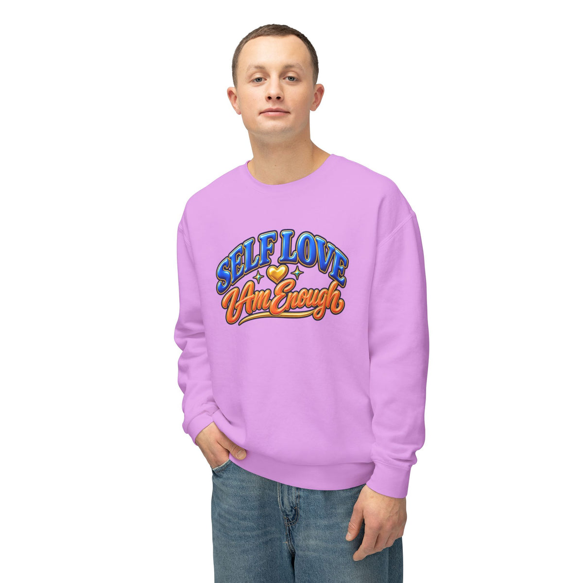 Self Love "I Am Enough" Crewneck Sweatshirt — Retro Positive Message Pullover