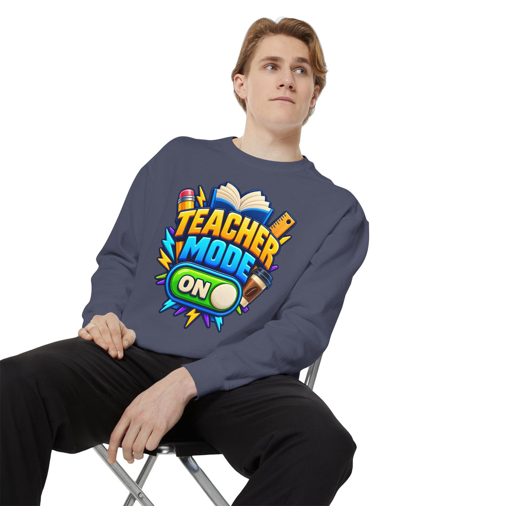 Teacher Mode On Sweatshirt 📚☕ | Funny Teacher Crewneck