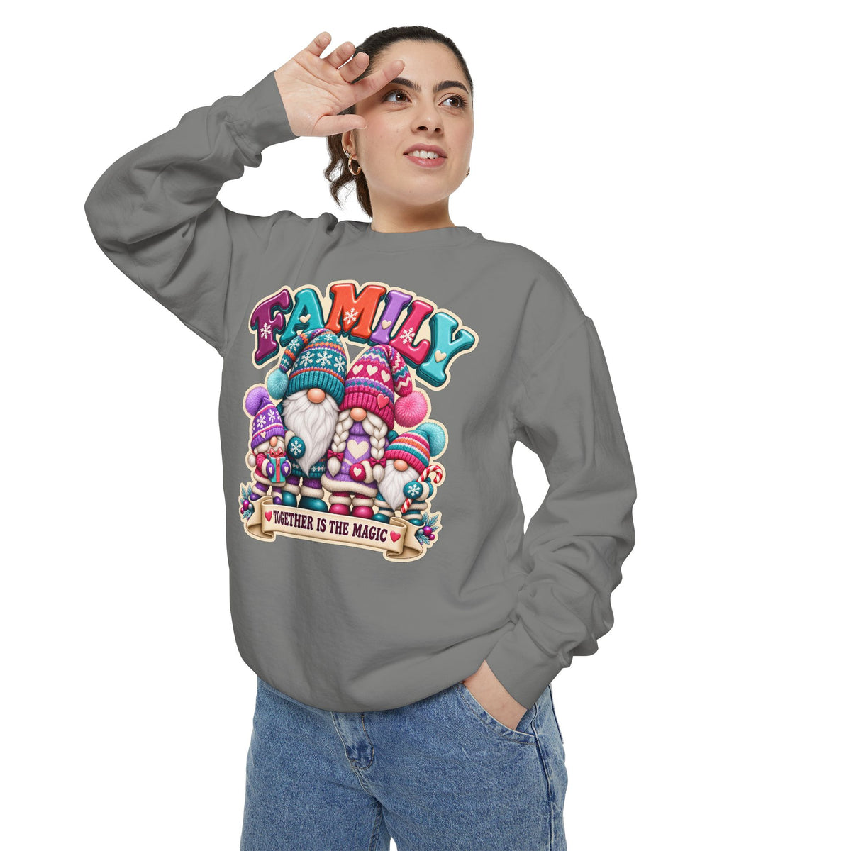 Family Gnomes "Together Is The Magic" Cozy Christmas Sweatshirt