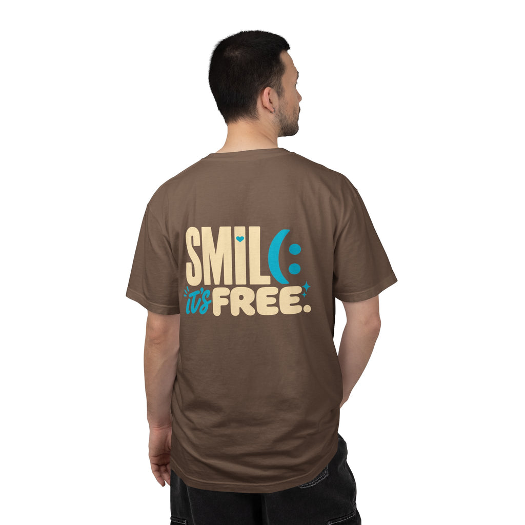 SMIL(: IT’S FREE. Charcoal & Plum Front-and-Back Tee