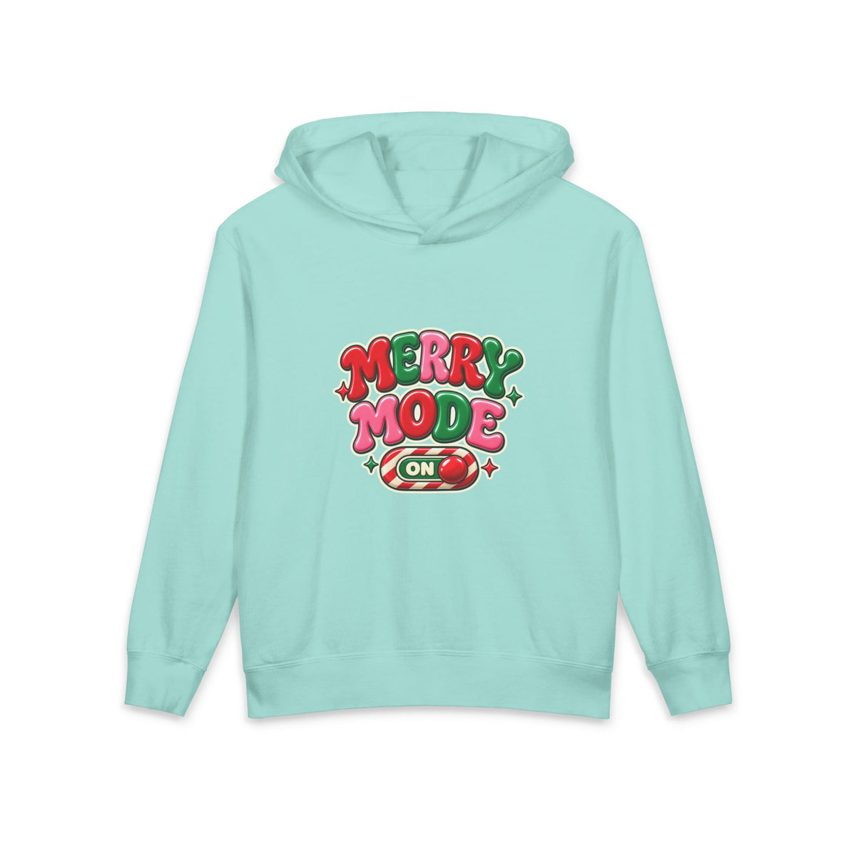 Merry Mode On Youth Hoodie — Cute Christmas Holiday Kids Sweatshirt