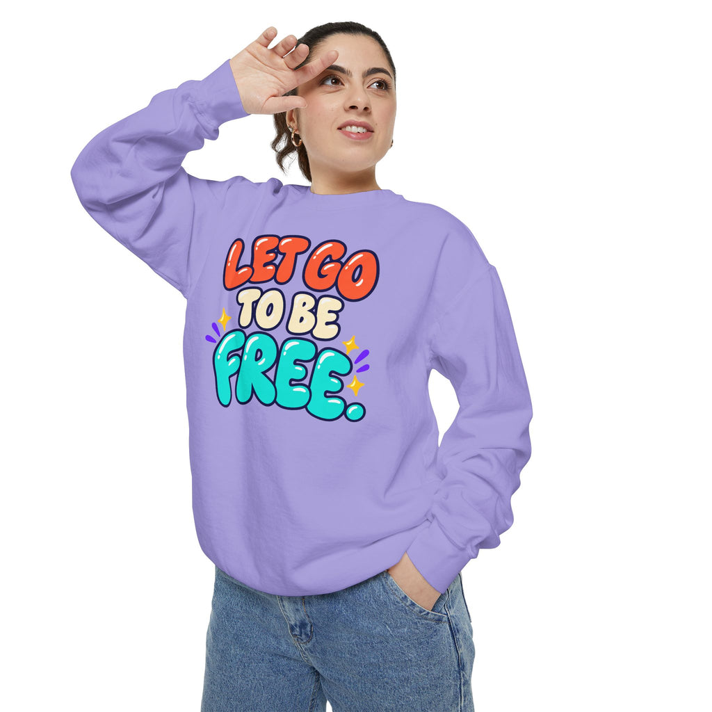 Let Go to Be Free Relaxed-Fit Sweatshirt — Lavender & Gray