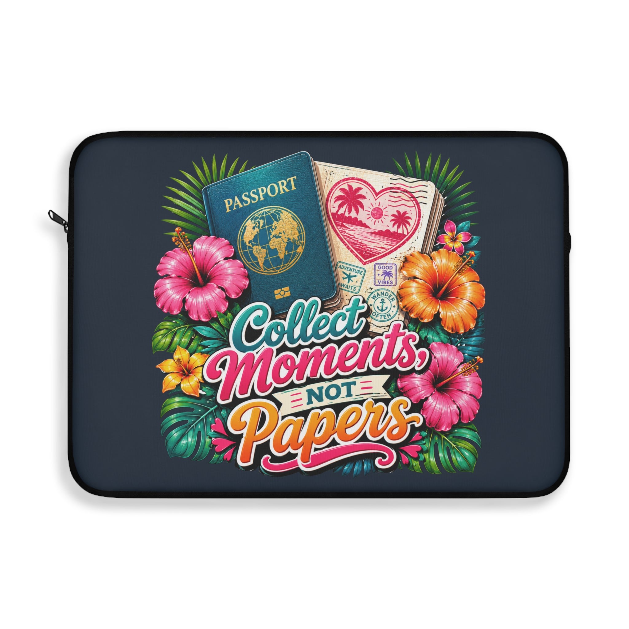 Collect Moments, Not Papers - Deep Passport Laptop and iPad Sleeve
