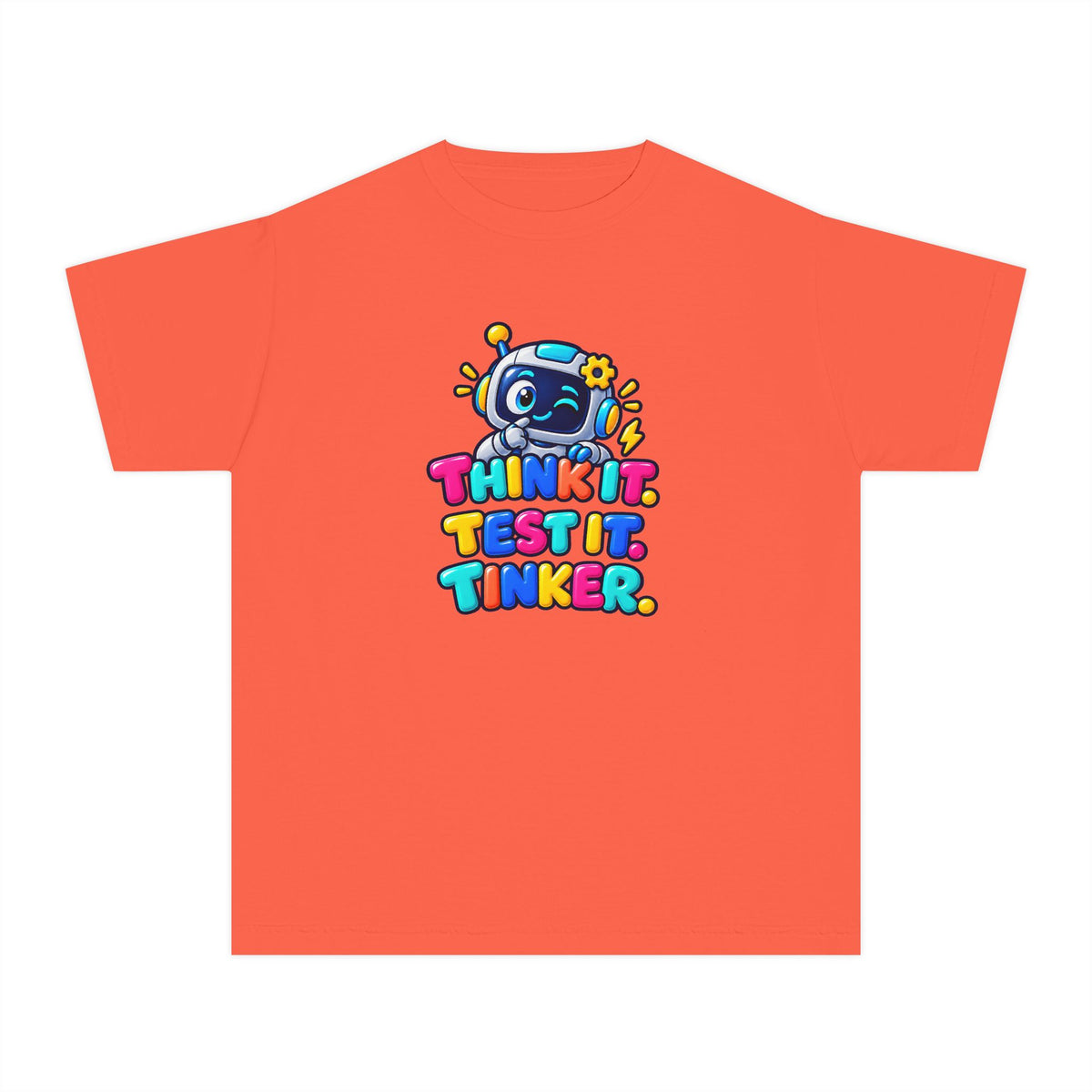 🤖 Think It. Test It. Tinker." Robot STEM Graphic Kids Tee