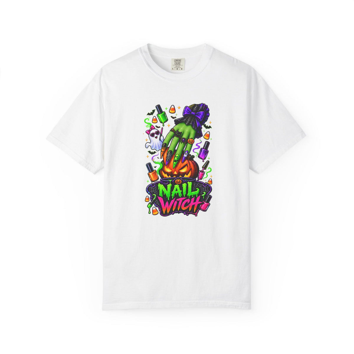 Nail Witch Halloween Tee – Adult Unisex Nail Tech & Beauty Salon Shirt