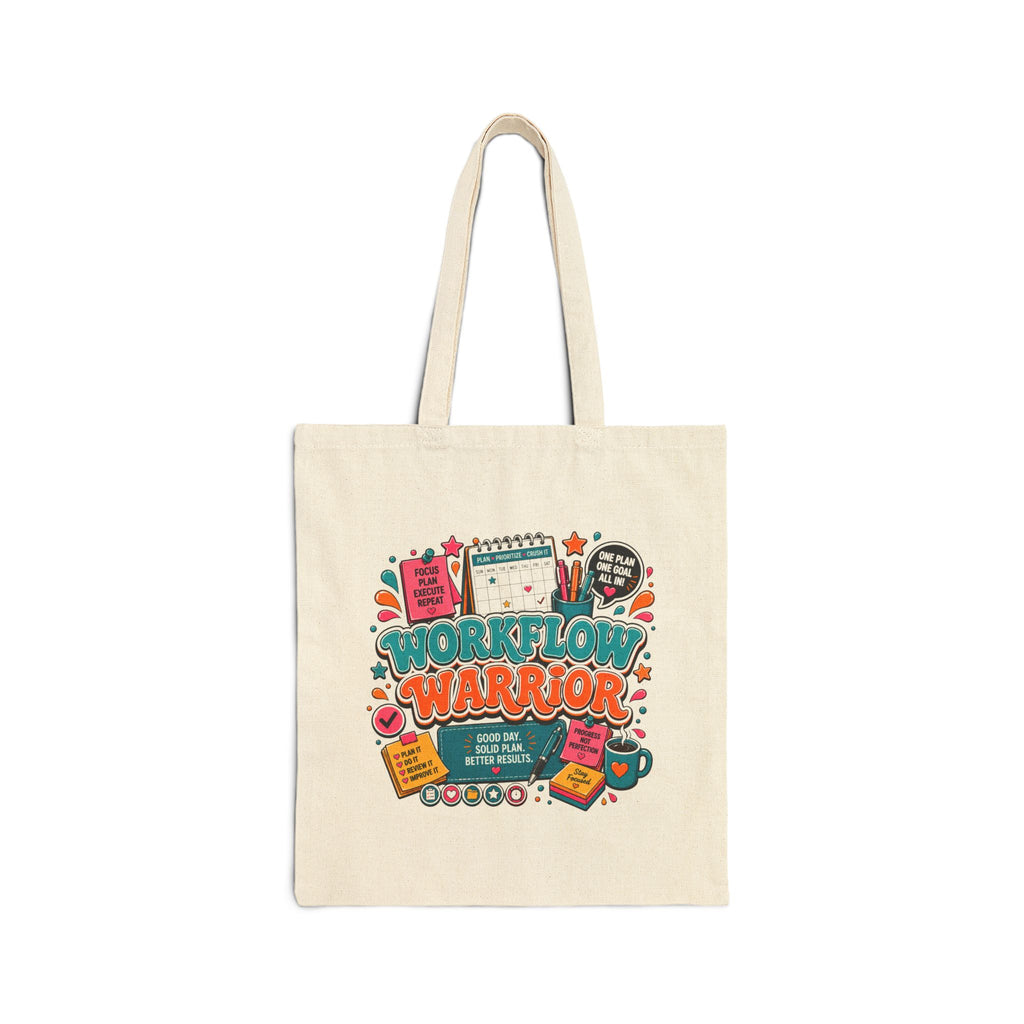 Workflow Warrior Cotton Tote Bag – Planner, Coffee and Productivity Gifts