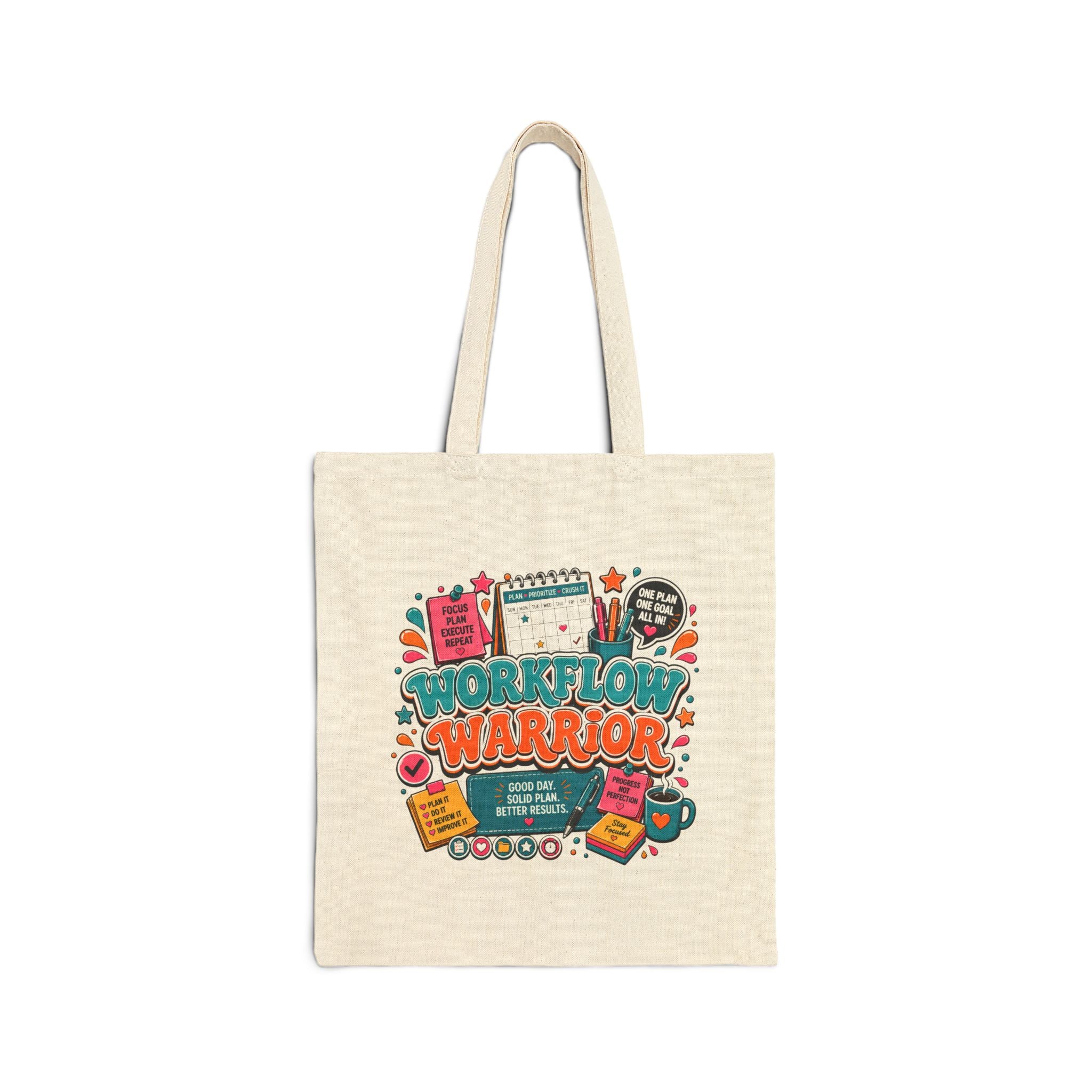 Workflow Warrior Cotton Tote Bag – Planner, Coffee and Productivity Gifts