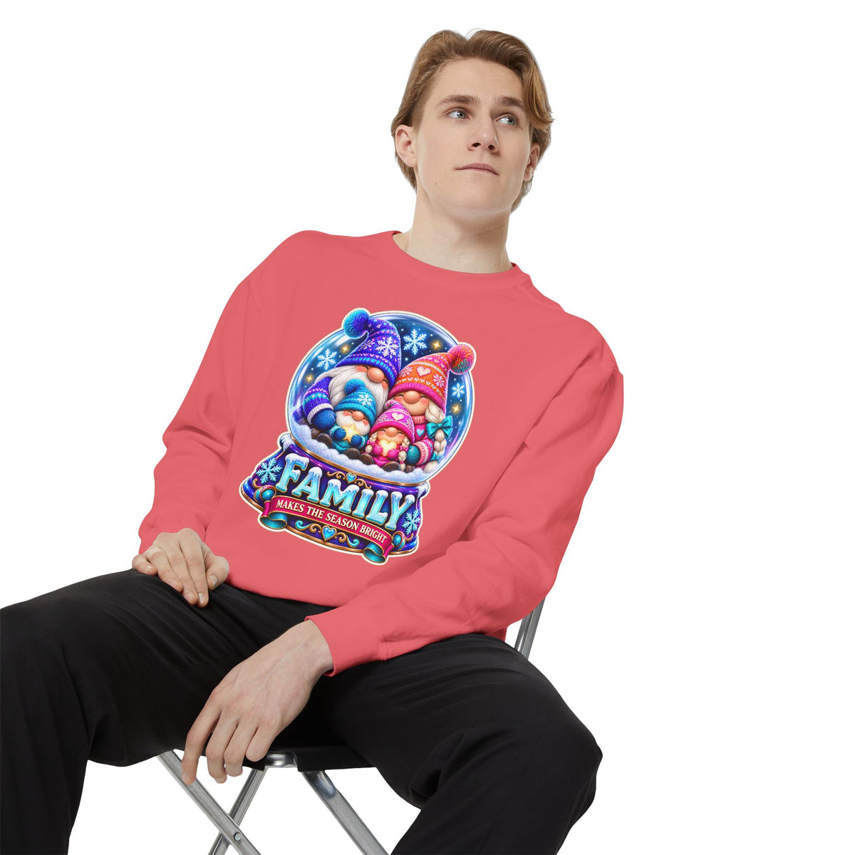 Family Gnome Christmas Sweatshirt "Family Makes the Season Bright"