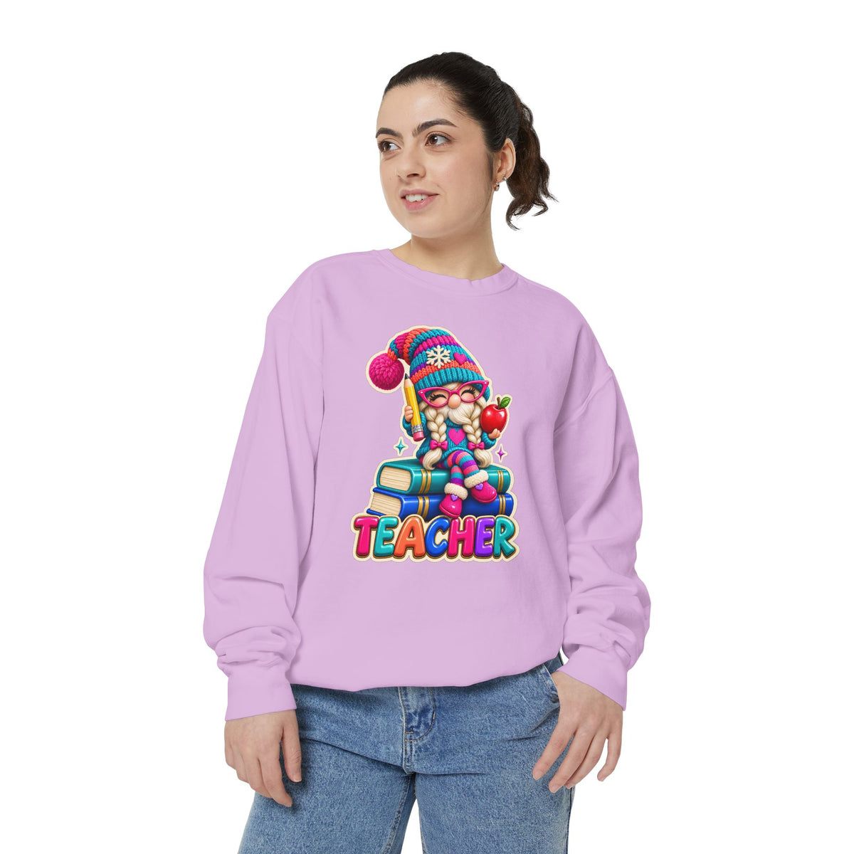 Teacher Gnome Book Lover Holiday Sweatshirt