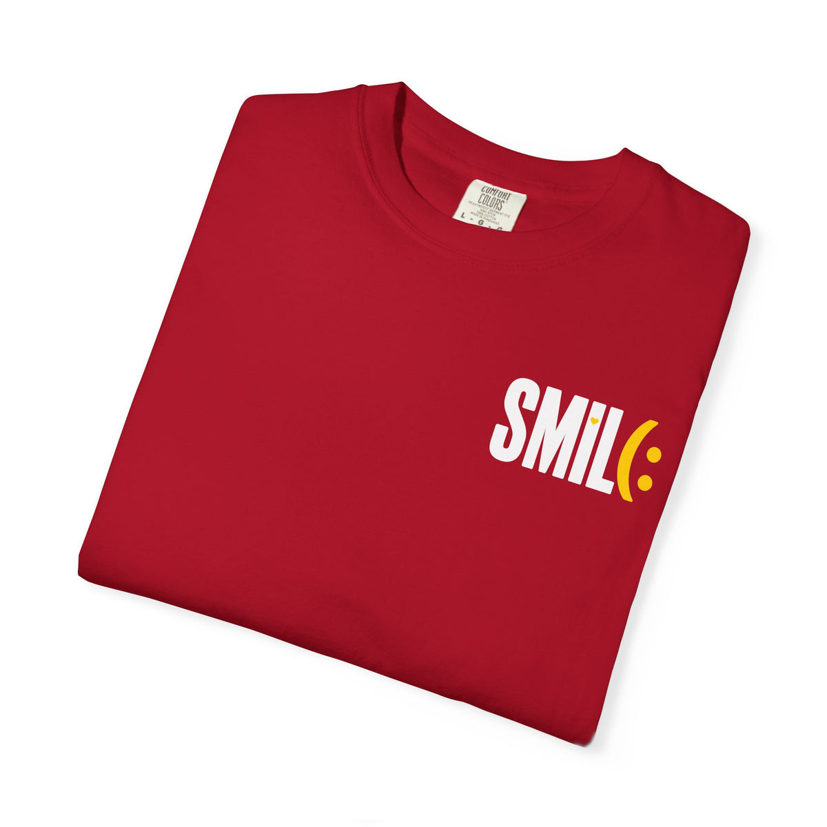 SMIL(: IT’S FREE. White & Yellow Front-and-Back Garment-Dyed Tee