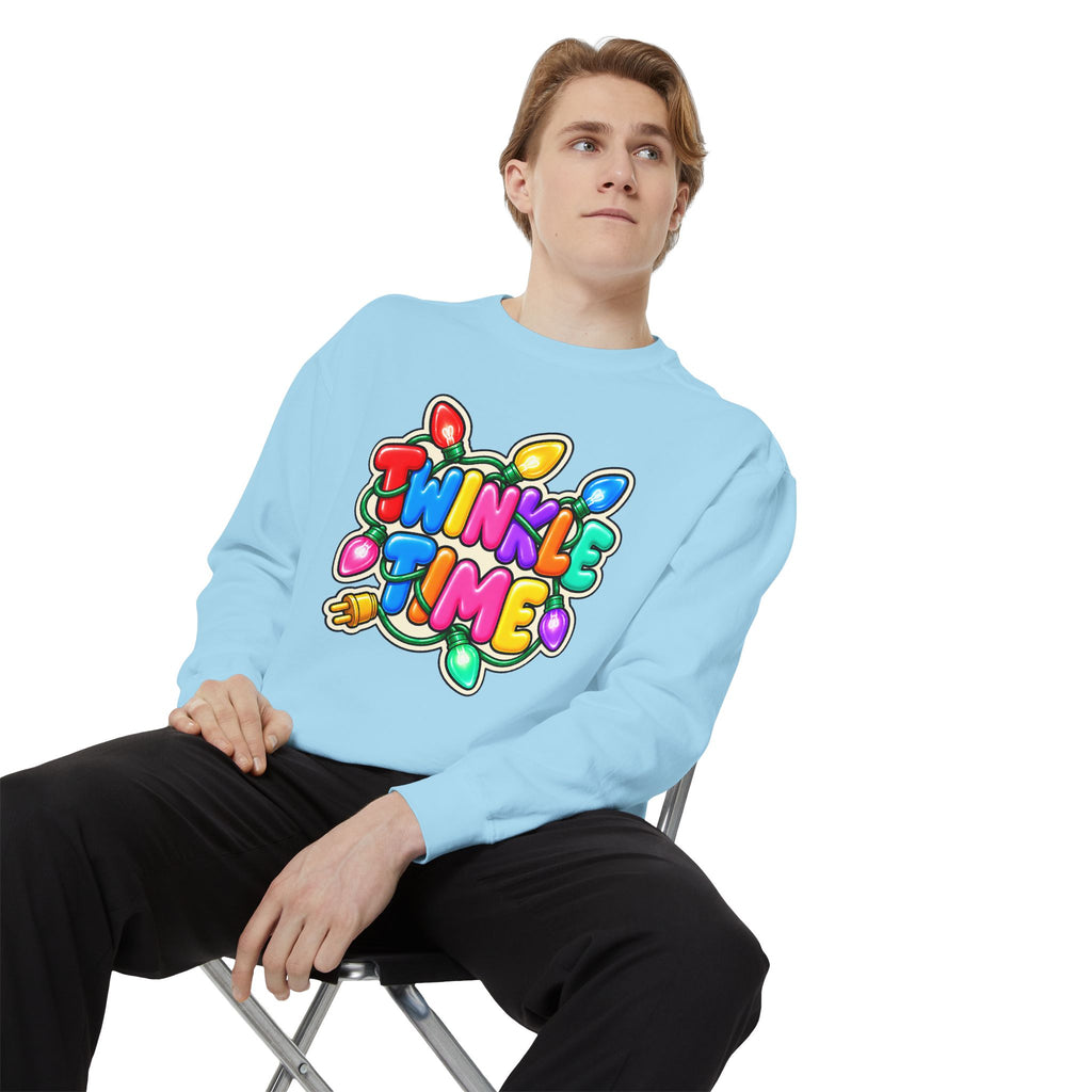 Twinkle Time Christmas - Colorful Holiday Light Graphic  Sweatshirt