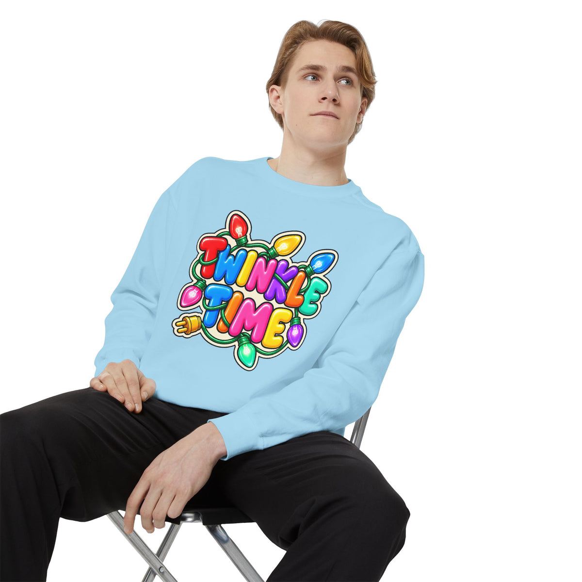 Twinkle Time Christmas - Colorful Holiday Light Graphic  Sweatshirt