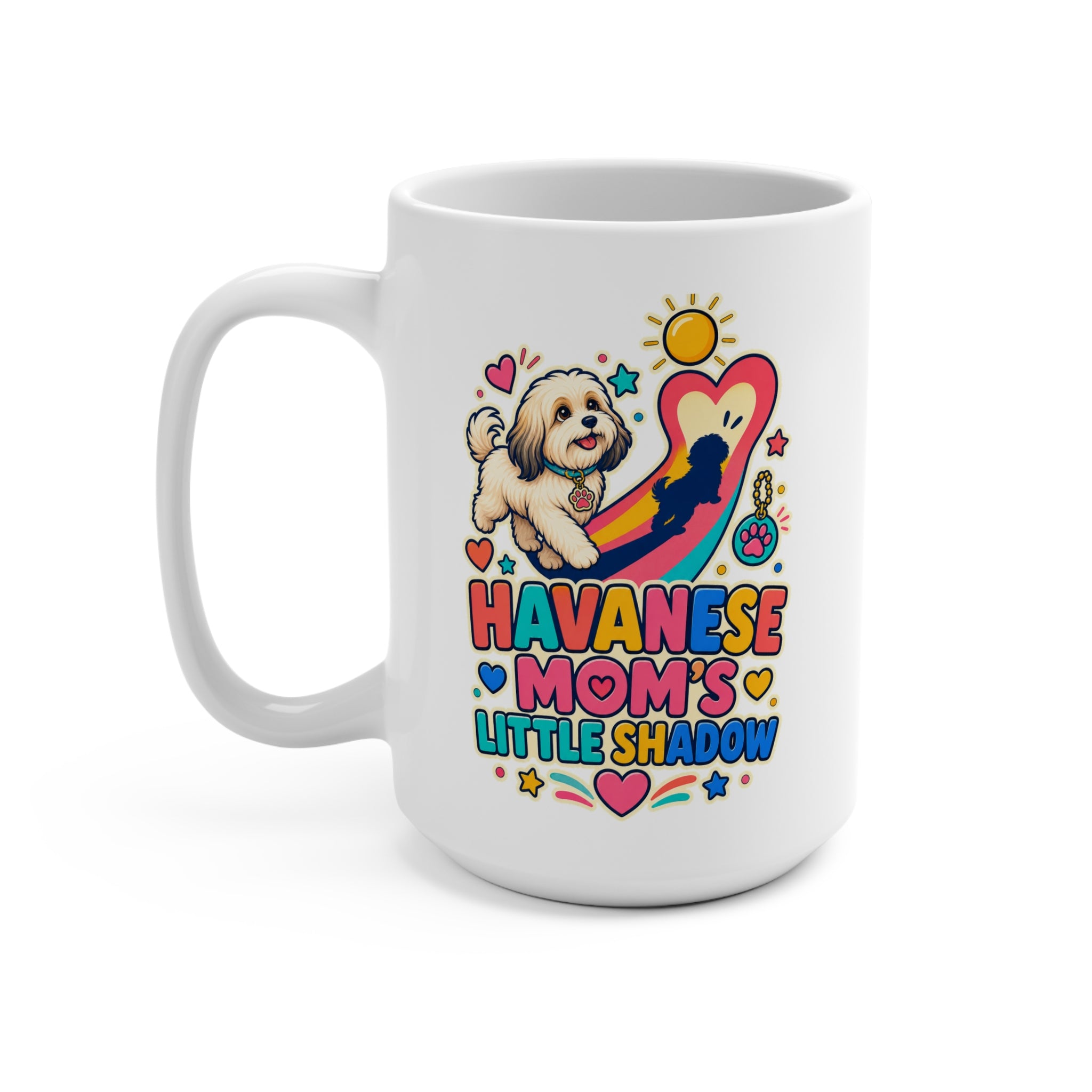 Havanese Mom’s Little Shadow Mug - Cute Velcro Dog Coffee Cup - Colorful Havanese Mom Gift