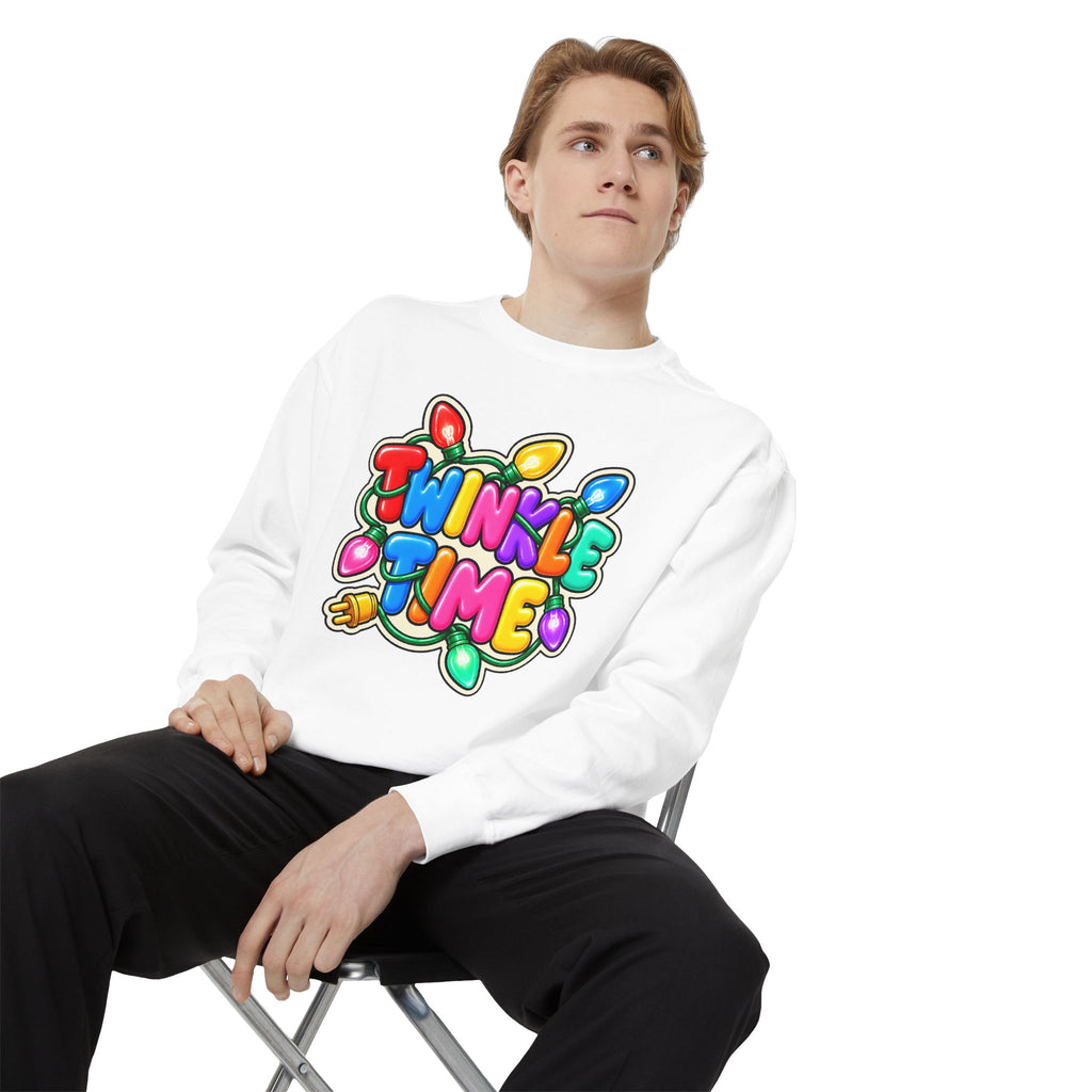 Twinkle Time Christmas - Colorful Holiday Light Graphic  Sweatshirt