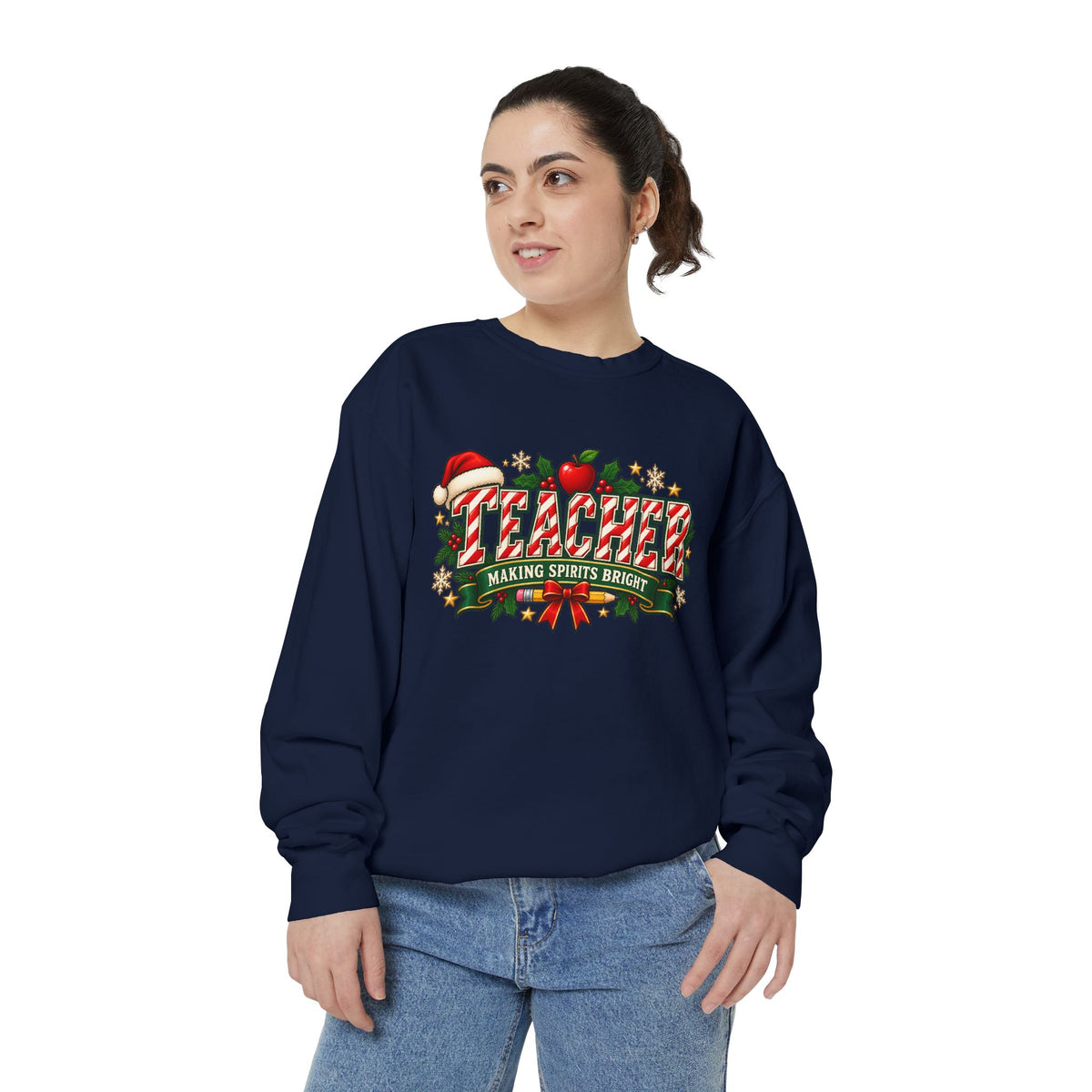 Teacher Making Spirits Bright Christmas Sweatshirt