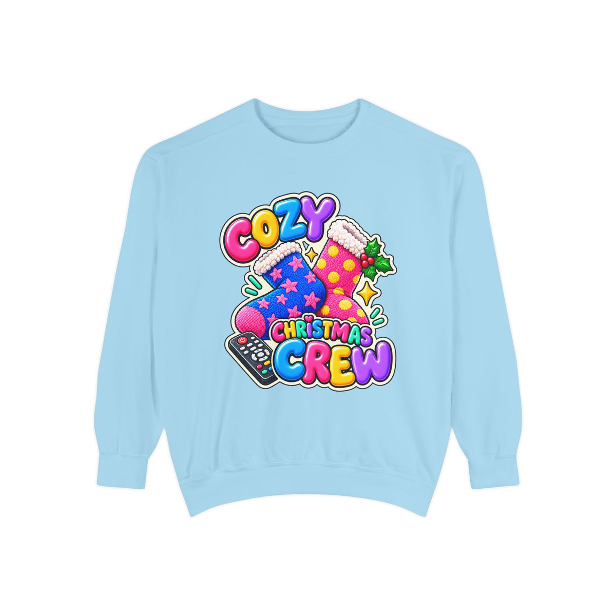 Cozy Christmas Crew Crewneck Sweatshirt 🧦🎄📺
