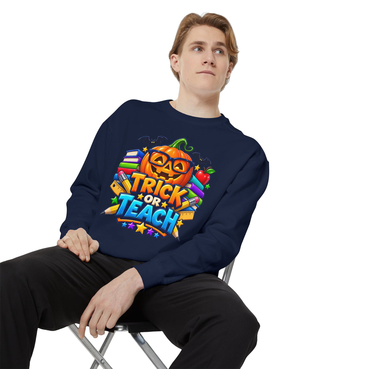 Trick or Teach Halloween Teacher Sweatshirt 🎃📚 | Pumpkin School Crewneck