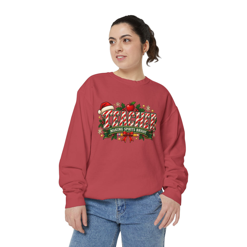 Teacher Making Spirits Bright Christmas Sweatshirt