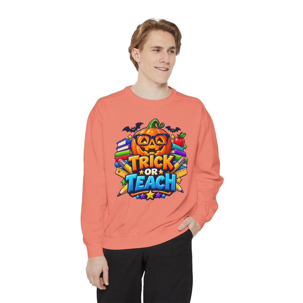 Trick or Teach Halloween Teacher Sweatshirt 🎃📚 | Pumpkin School Crewneck