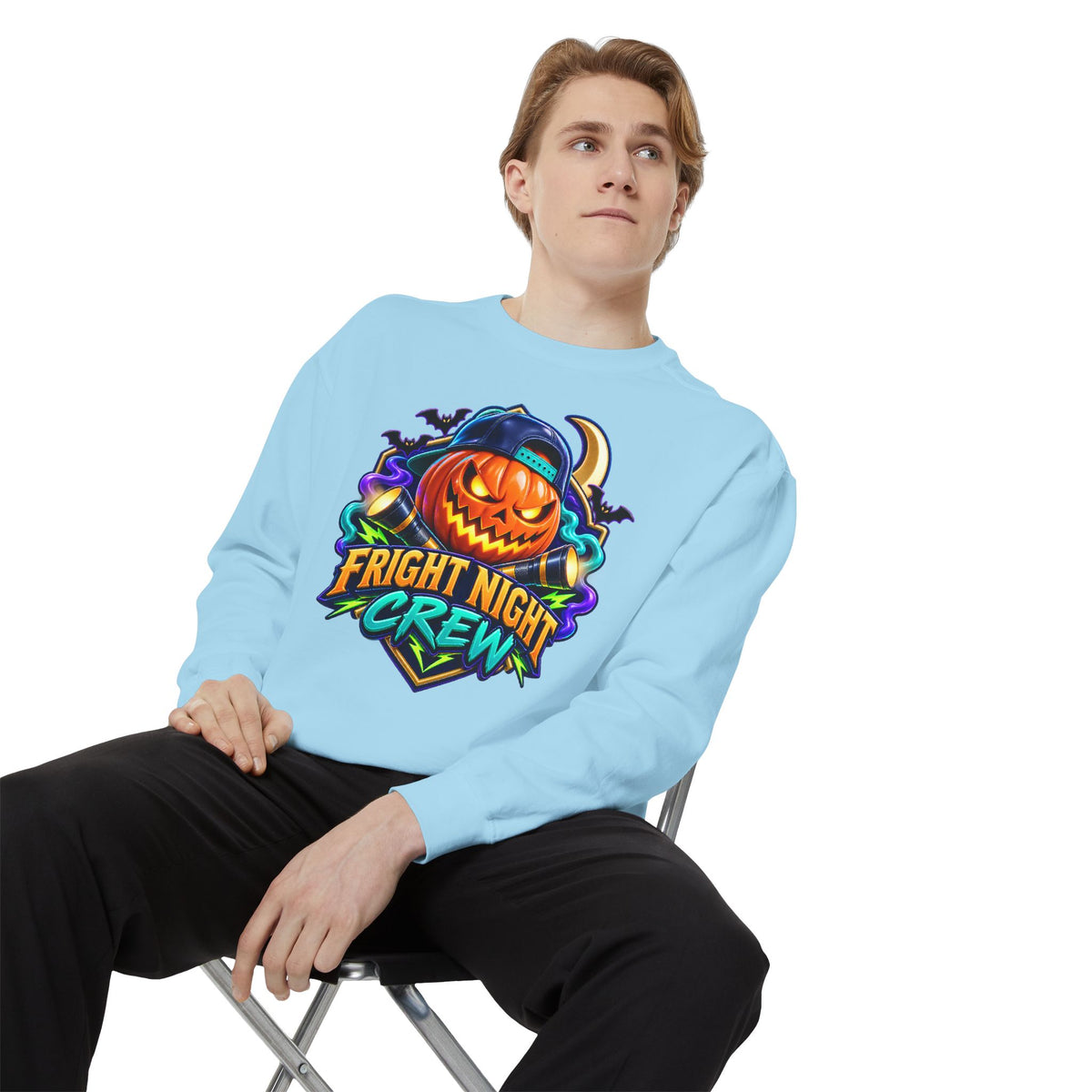 Fright Night Crew Halloween Sweatshirt 🎃 | Pumpkin Halloween Pullover
