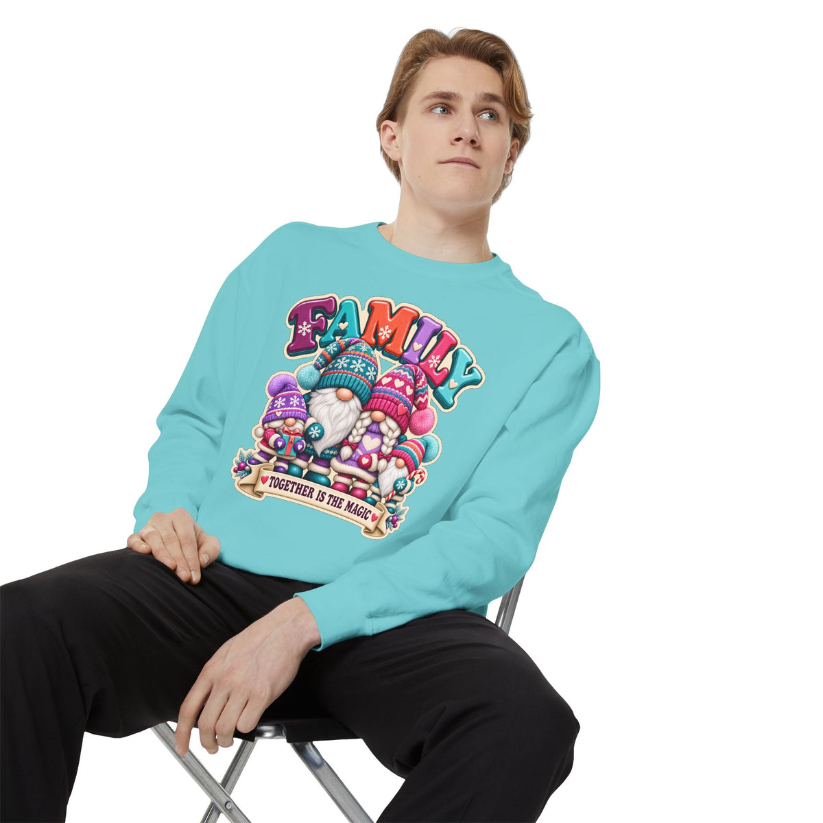Family Gnomes "Together Is The Magic" Cozy Christmas Sweatshirt