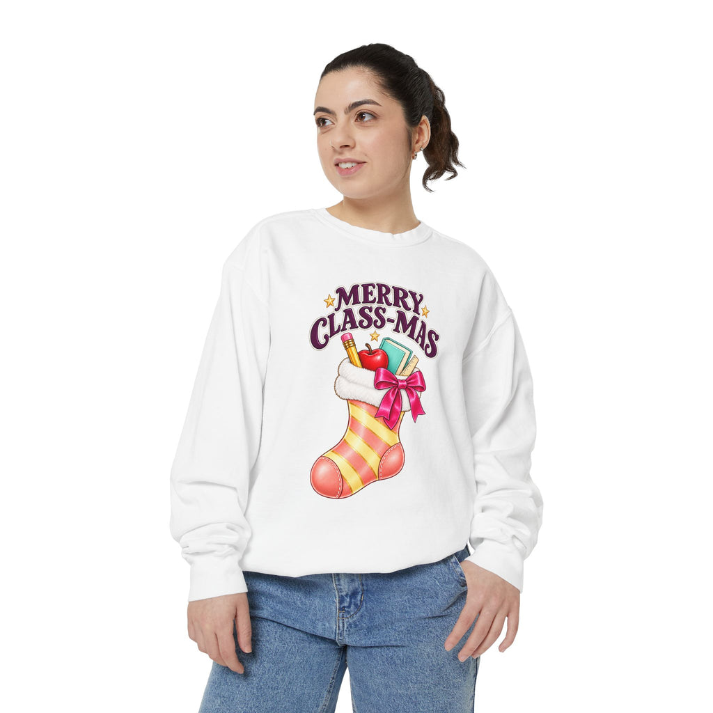 Merry Class-mas Sweatshirt – Cute Christmas Stocking Teacher Holiday Sweater