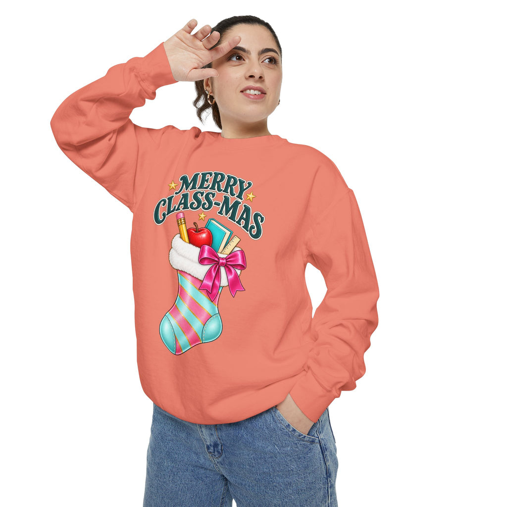 Merry Class-mas Sweatshirt — Christmas Teacher Holiday Stocking Crewneck