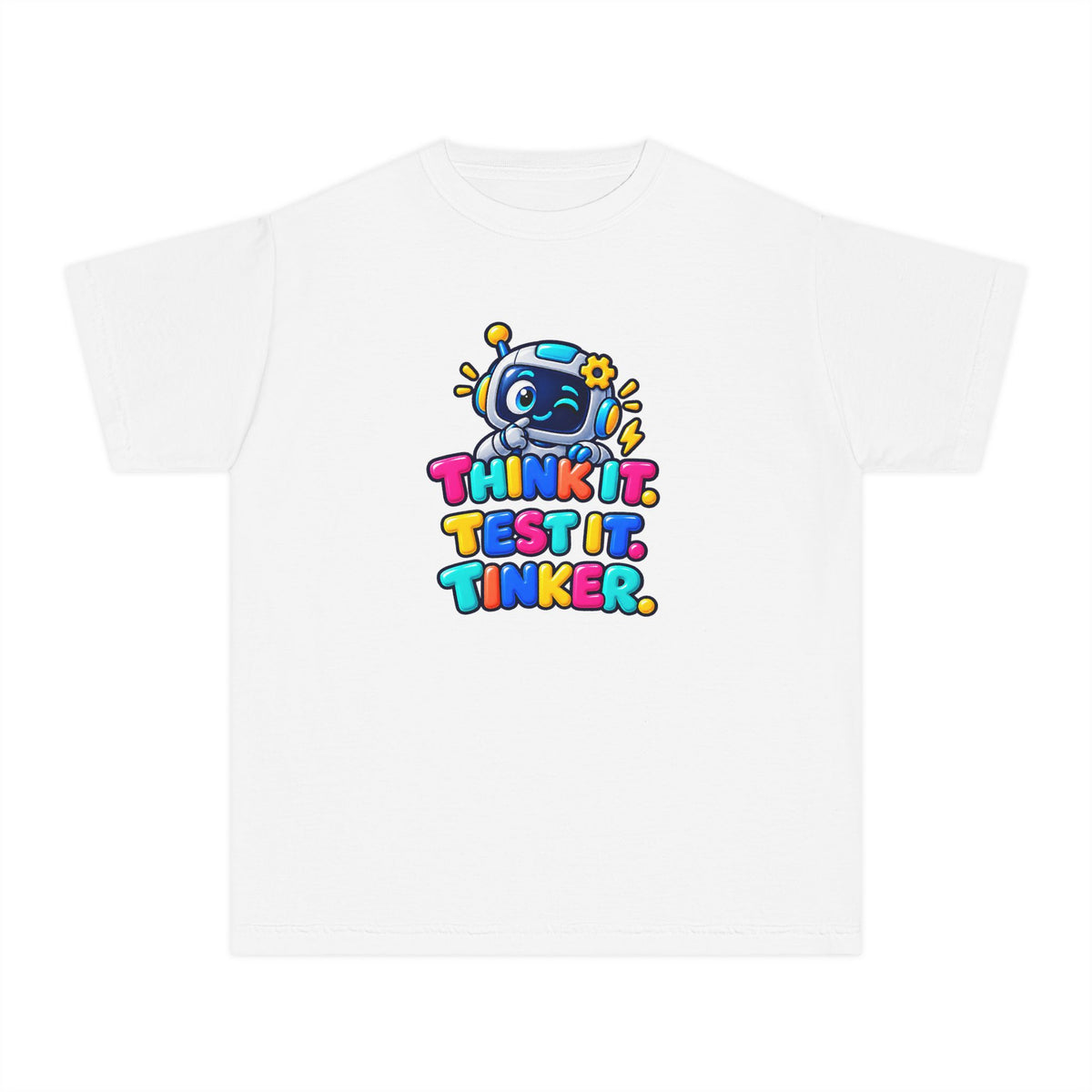 🤖 Think It. Test It. Tinker." Robot STEM Graphic Kids Tee