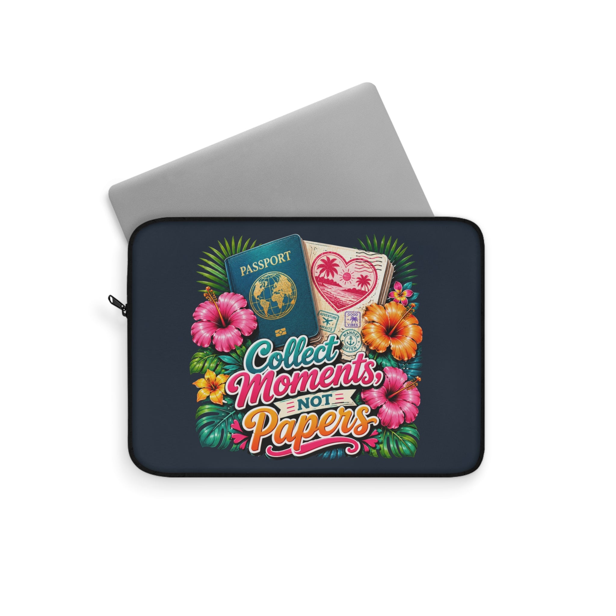 Collect Moments, Not Papers - Deep Passport Laptop and iPad Sleeve