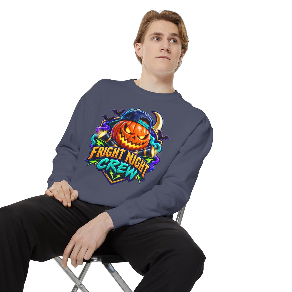 Fright Night Crew Halloween Sweatshirt 🎃 | Pumpkin Halloween Pullover