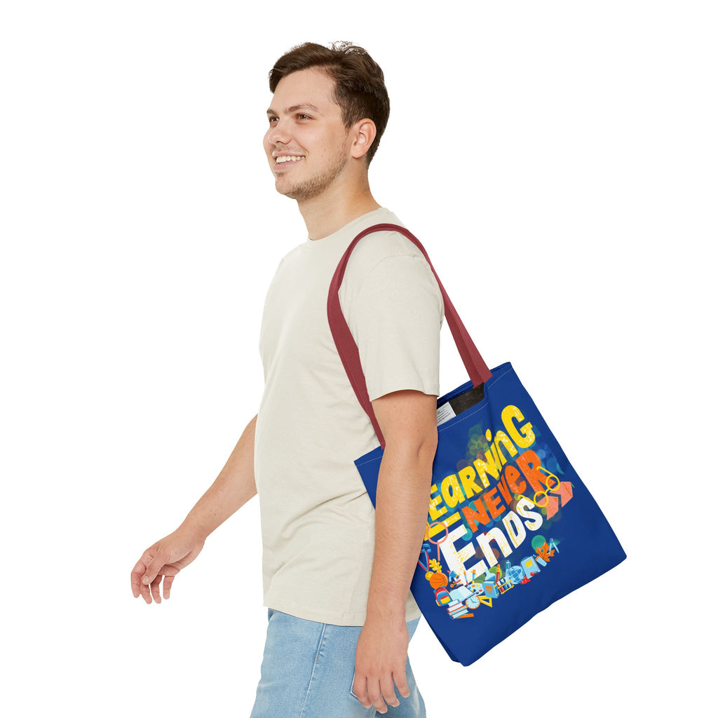 Learning Never Ends - Great Things Await Tote Bag (AOP)