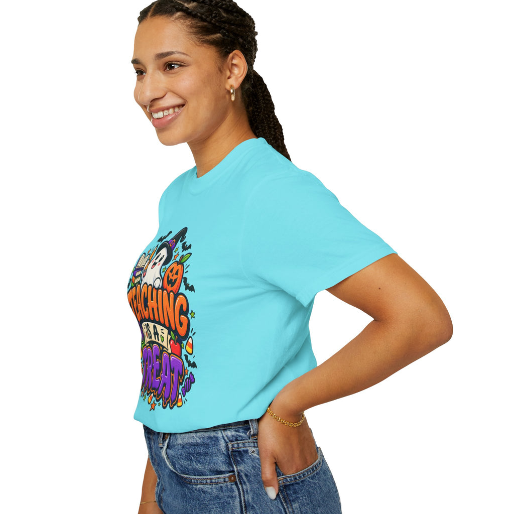 Teaching Is a Treat Halloween T-Shirt — Cute Ghost & Pumpkin Teacher Tee