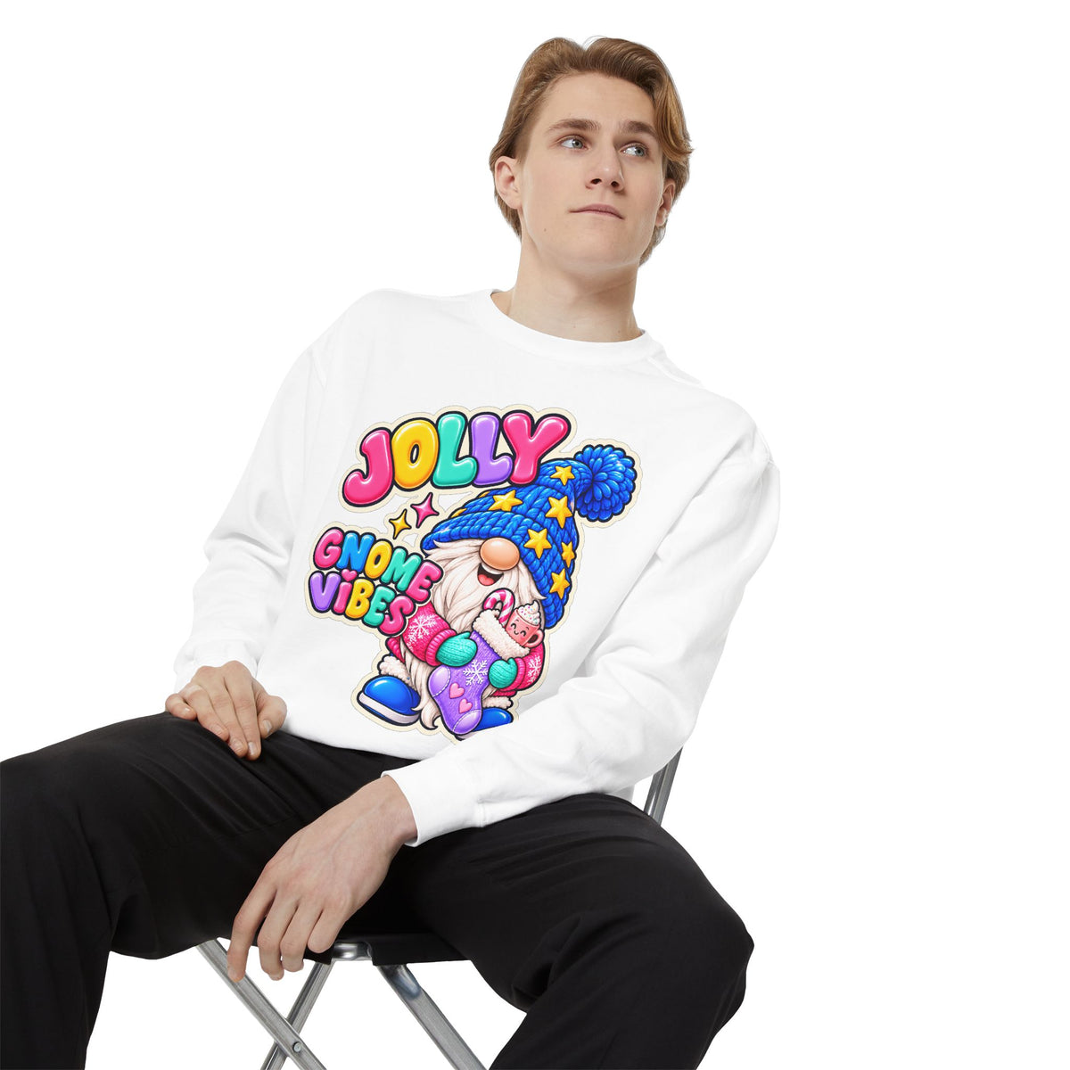 Jolly Gnome Vibes Christmas Sweatshirt