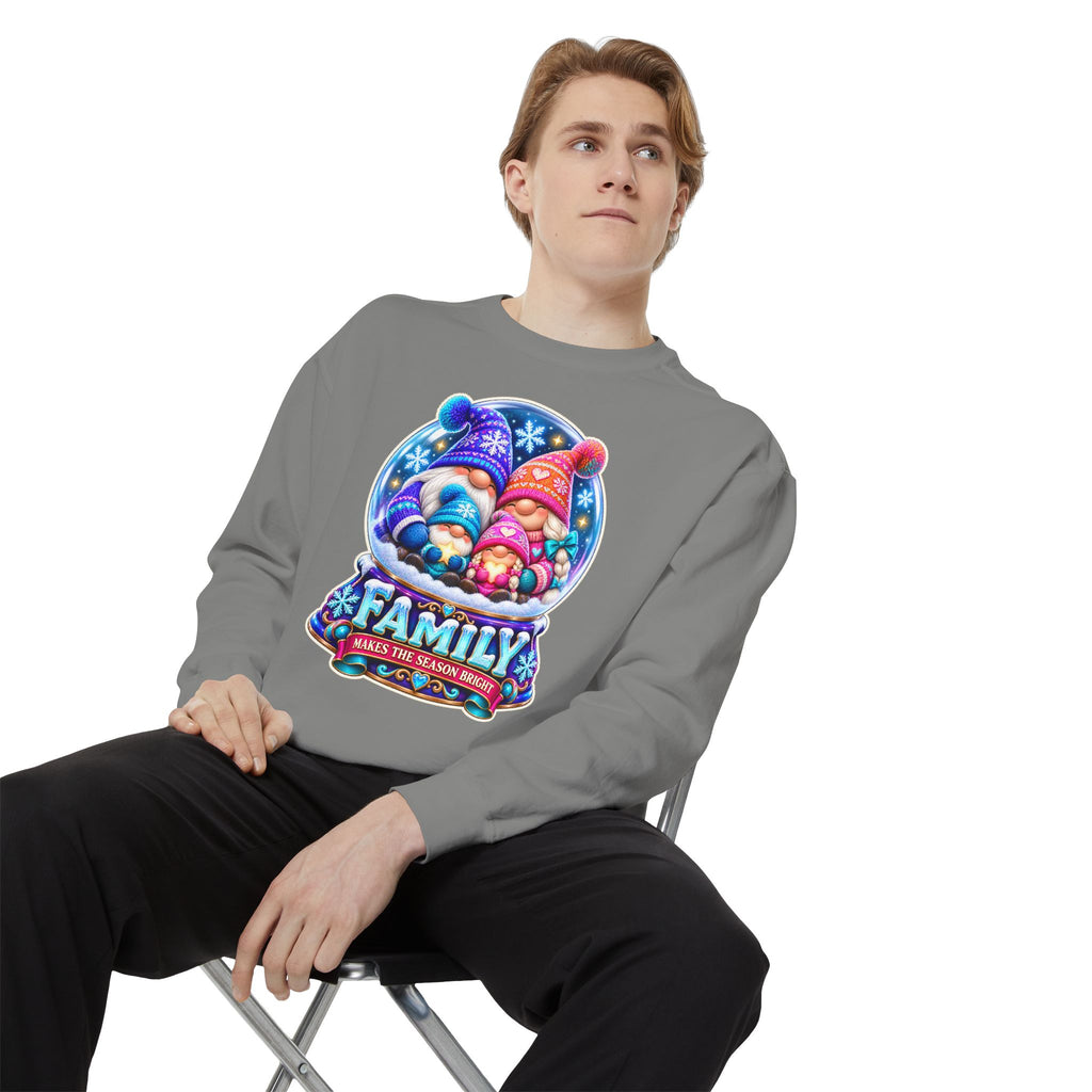 Family Gnome Christmas Sweatshirt "Family Makes the Season Bright"