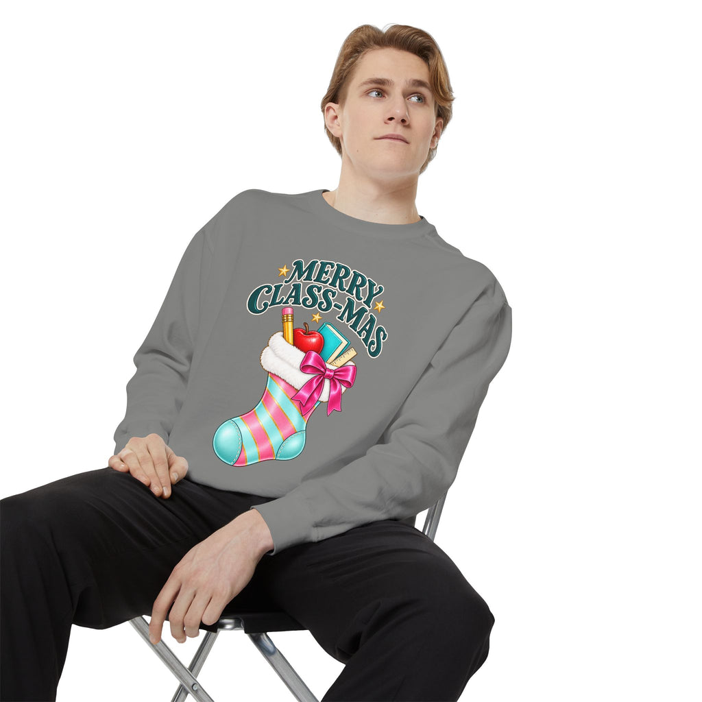 Merry Class-mas Sweatshirt — Christmas Teacher Holiday Stocking Crewneck