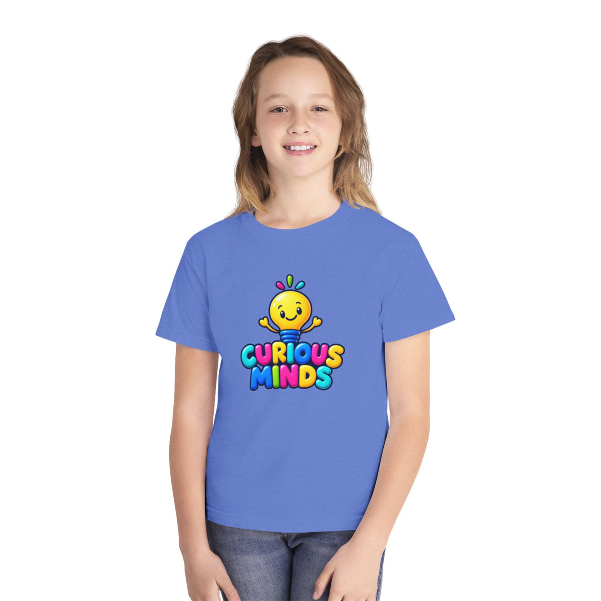 💡 Curious Minds Kids Tee Colorful Happy Character