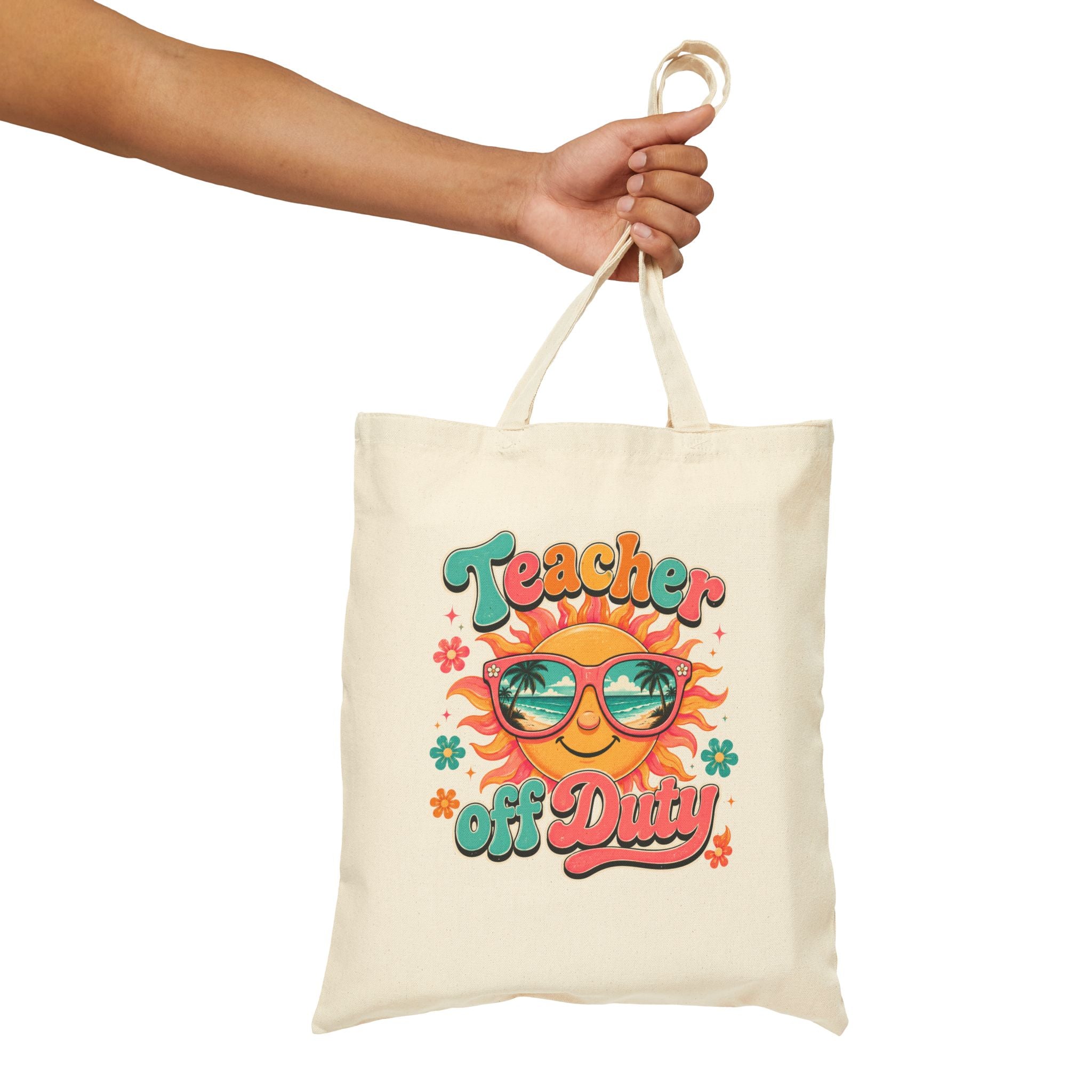 Teacher Off Duty Retro Sun Beach - Tote Bag (Teacher Gift, End of School)