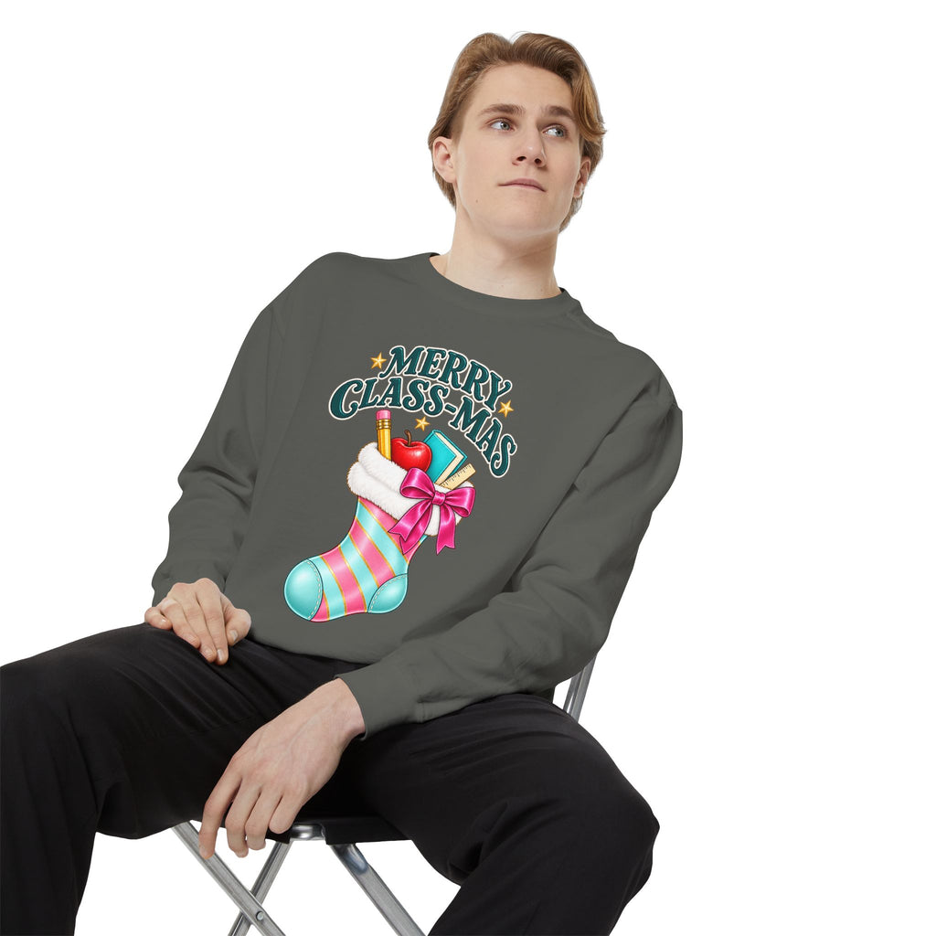 Merry Class-mas Sweatshirt — Christmas Teacher Holiday Stocking Crewneck