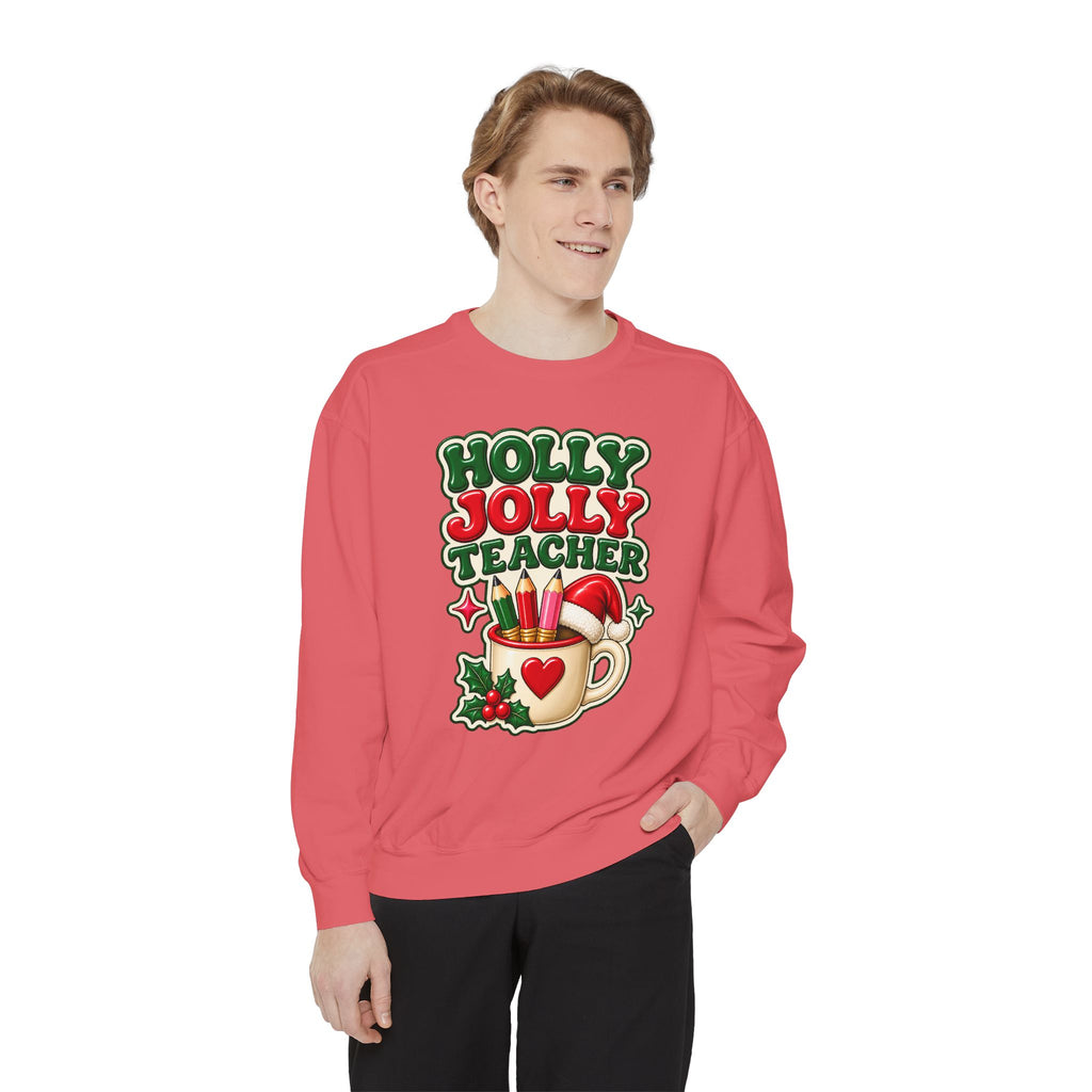 Holly Jolly Teacher Sweatshirt – Christmas Mug Holiday Teacher Gift