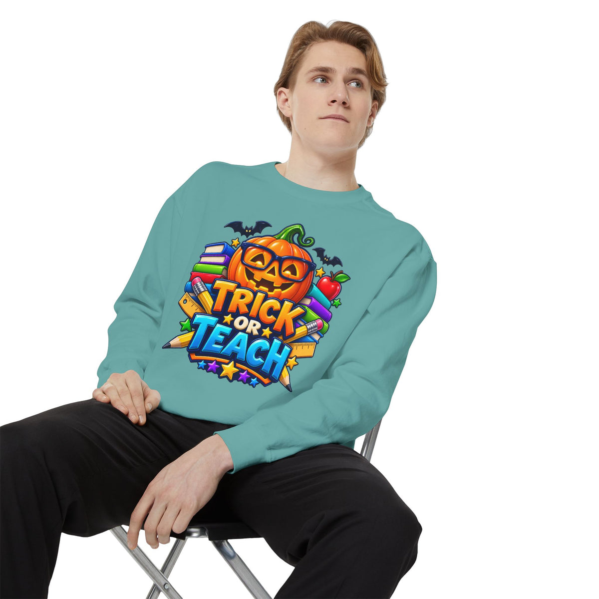 Trick or Teach Halloween Teacher Sweatshirt 🎃📚 | Pumpkin School Crewneck