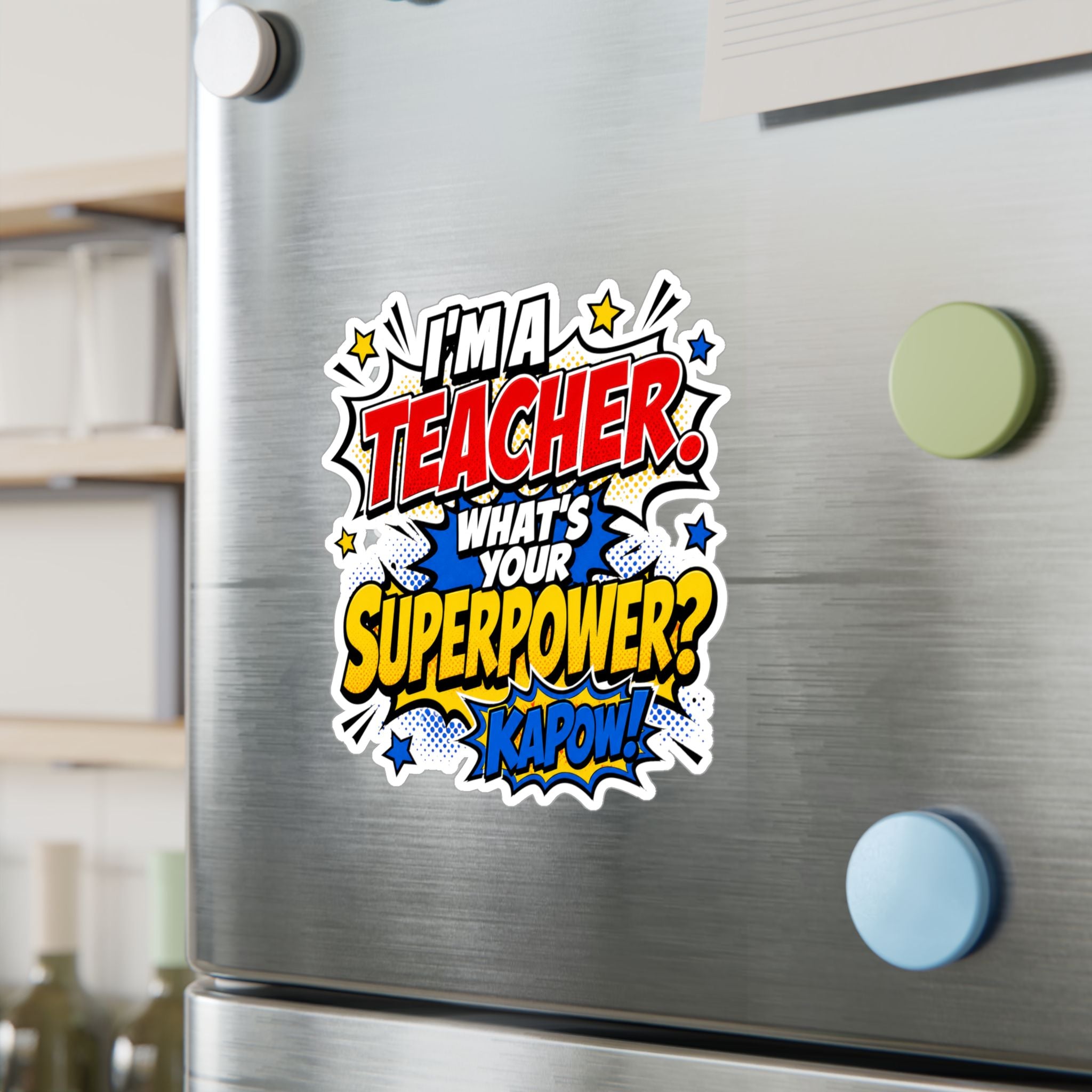 Teacher Superpower Retro Comic Book Die-Cut Decal Vinyl Sticker