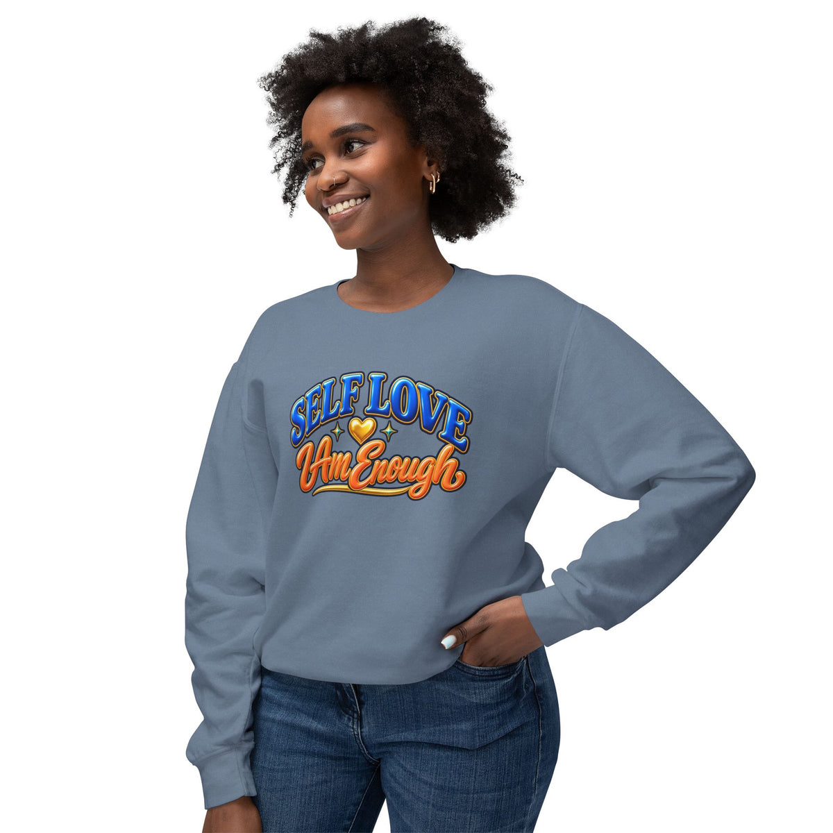Self Love "I Am Enough" Crewneck Sweatshirt — Retro Positive Message Pullover