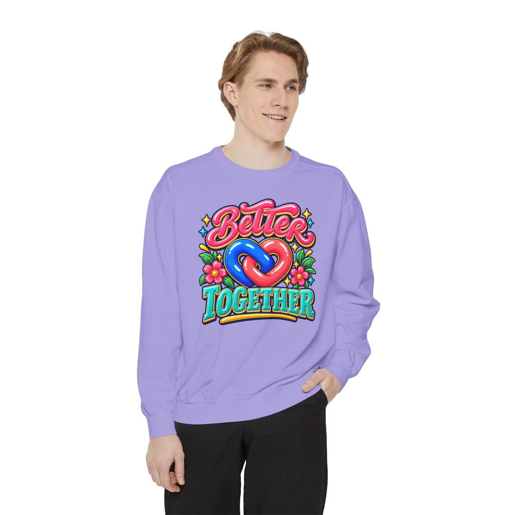 Better Together Heart Sweatshirt — Yellow & Aqua