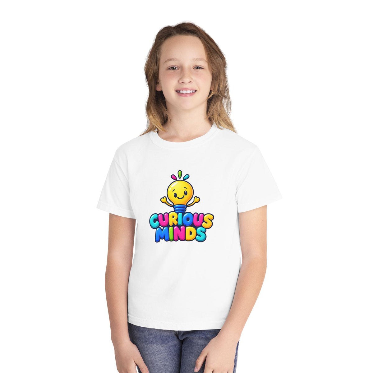 💡 Curious Minds Kids Tee Colorful Happy Character