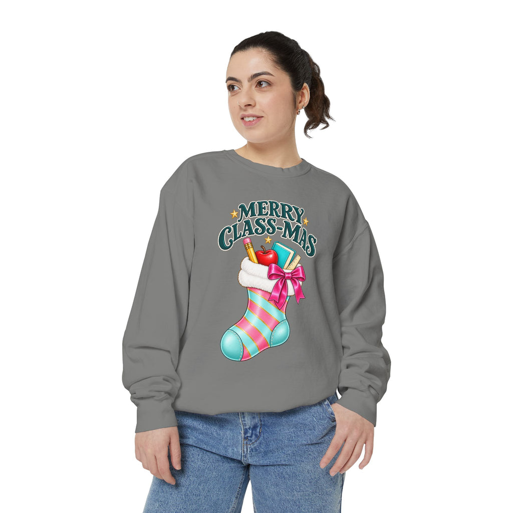 Merry Class-mas Sweatshirt — Christmas Teacher Holiday Stocking Crewneck