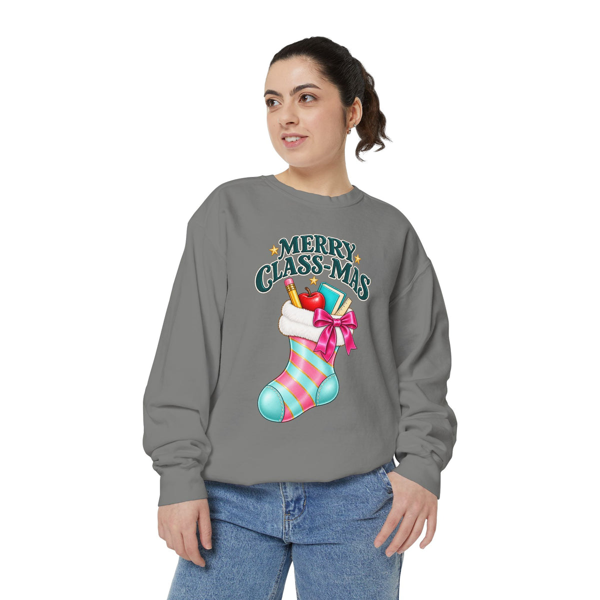 Merry Class-mas Sweatshirt — Christmas Teacher Holiday Stocking Crewneck